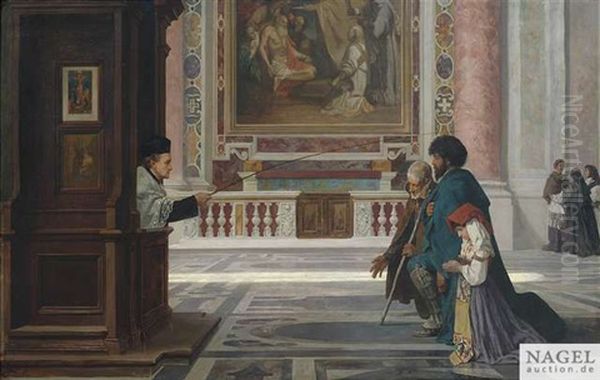 Absolution Von Landleuten In St. Peter In Rom Oil Painting by Ferdinand Heilbuth