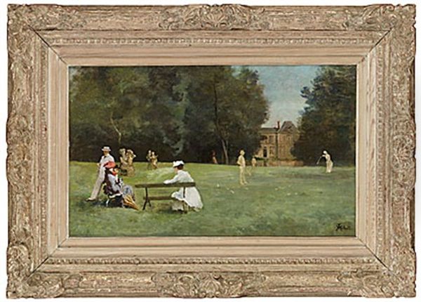 Playing Tennis Oil Painting by Ferdinand Heilbuth