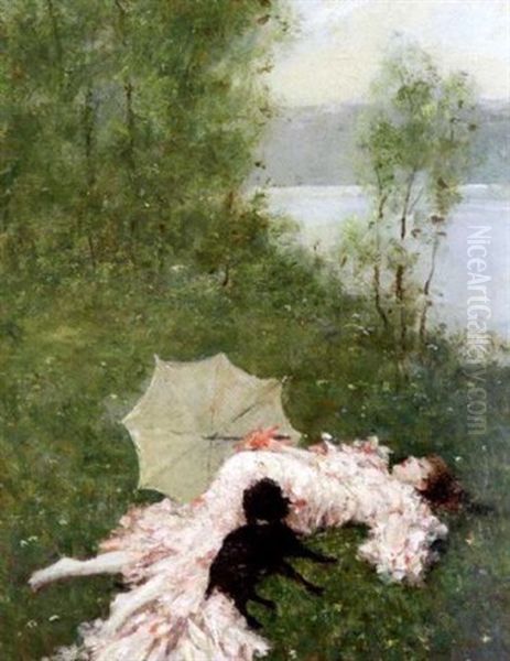 Sieste Au Bord De L'eau Oil Painting by Ferdinand Heilbuth