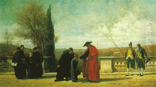 Meeting With The Cardinal Oil Painting by Ferdinand Heilbuth