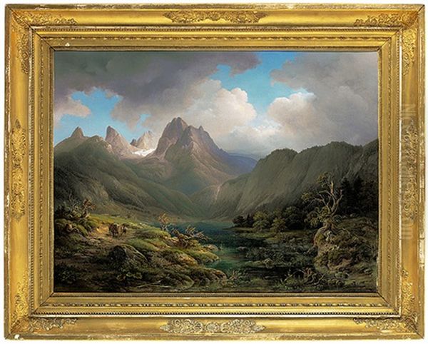 Der Hintersee Bey Berchtesgaden Oil Painting by Emil Heilmair