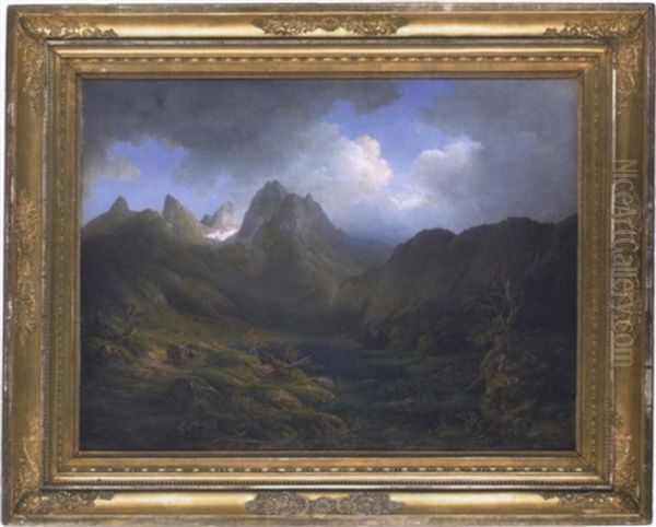 Der Hintersee Bei Berchtesgaden Oil Painting by Emil Heilmair