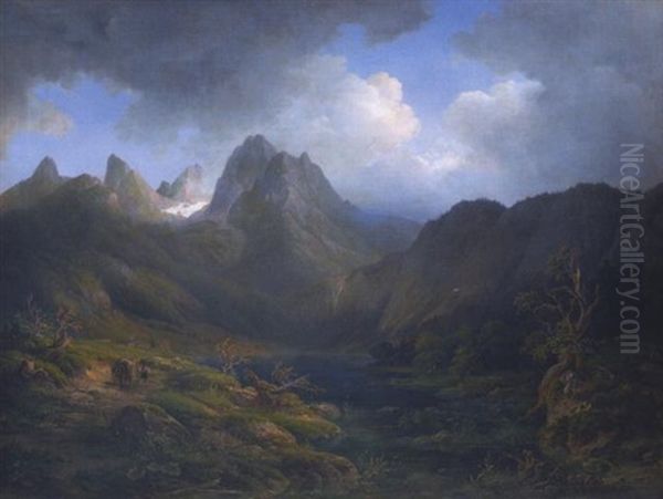 Der Hintersee Bei Berchtesgaden Oil Painting by Emil Heilmair