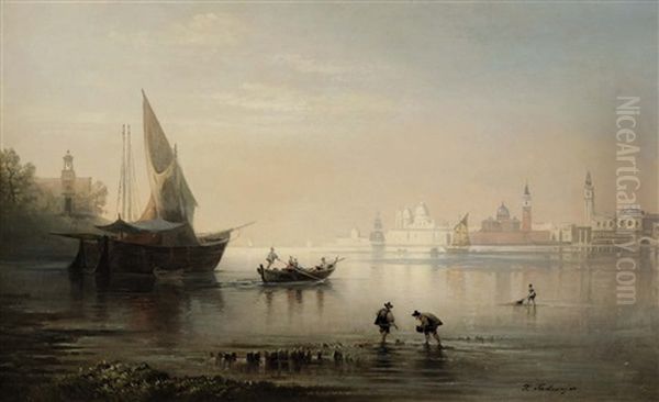 In Der Lagune Von Venedig Oil Painting by Karl Heilmayer