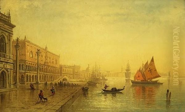 Venedig Morgen An Der Riva Schiavoni Oil Painting by Karl Heilmayer