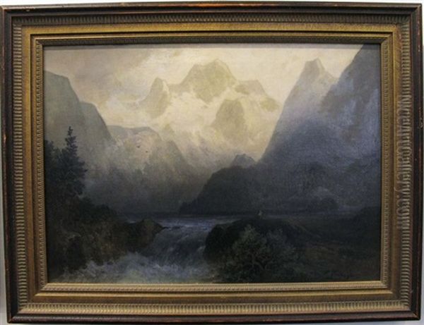 Abendlicher Gebirgssee Oil Painting by Karl Heilmayer