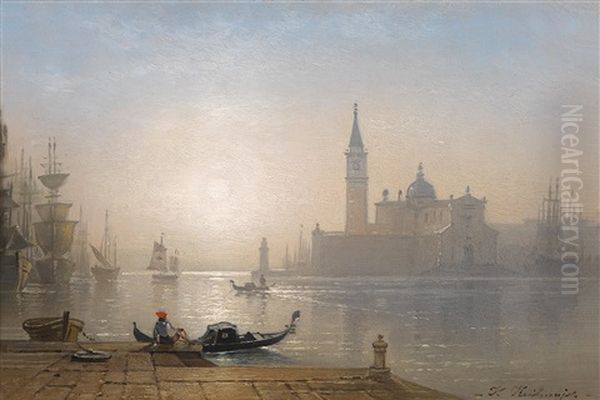 Venedig - Sonnenuntergang Vor San Giorgio Oil Painting by Karl Heilmayer