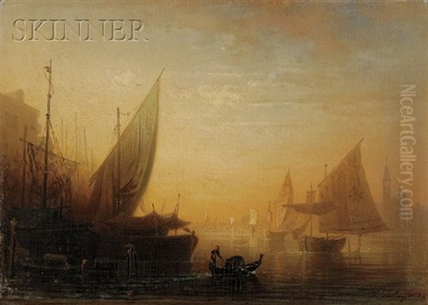 View Of Venice At Sundown Oil Painting by Karl Heilmayer