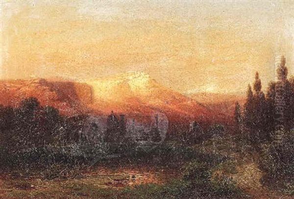 Florentinische Landschaft Im Abendrot Oil Painting by Karl Heilmayer