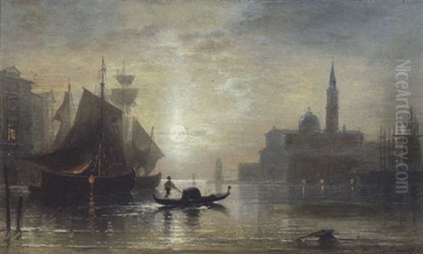 Venedig Bei Mondlicht Oil Painting by Karl Heilmayer