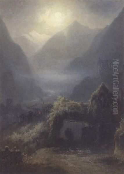 Abendstimmung Bei Bozen Oil Painting by Karl Heilmayer