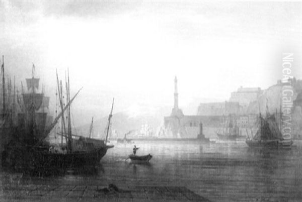 Hafen Von Genua In Leichtem Dunst Oil Painting by Karl Heilmayer