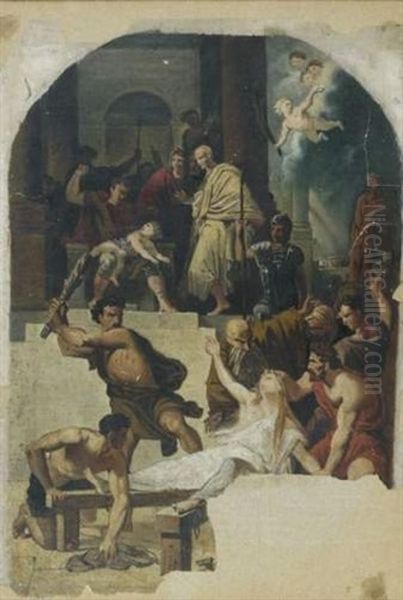 Le Martyre De Saint Cyr Et De Sa Mere Sainte Juliette (study) Oil Painting by Francois-Joseph Heim