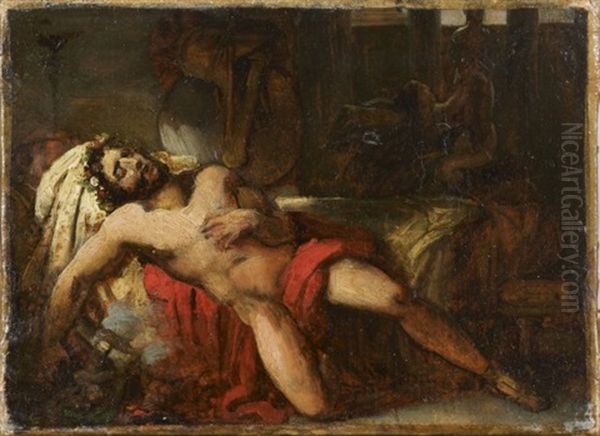 La Mort (ou Le Songe ?) D'un Heros Antique Oil Painting by Francois-Joseph Heim