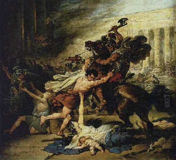 The Sack Of Jerusalem By The Romans Oil Painting by Francois-Joseph Heim