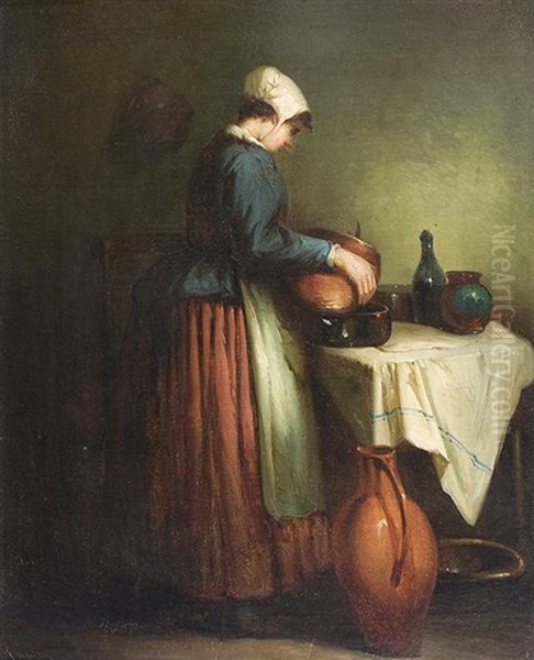 In The Kitchen Oil Painting by Heintz Heim