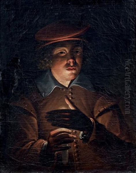 Jeune Homme A La Bougie Oil Painting by Wolfgang Heimbach