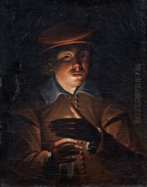 Jeune Homme A La Bougie Oil Painting by Wolfgang Heimbach