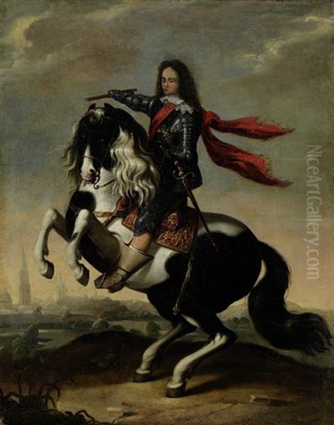 Prinz Waldemar Christian Von Danemark (1622-1656) Im Harnisch Und Zu Pferd Oil Painting by Wolfgang Heimbach