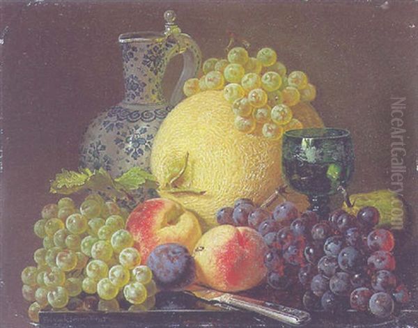 Fruchtestilleben Oil Painting by Friedrich Heimerdinger