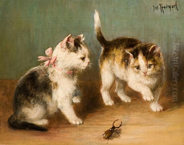 Katzenkinder Oil Painting by Josef Heimerl