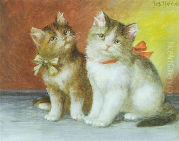 Katzenkinder Oil Painting by Josef Heimerl