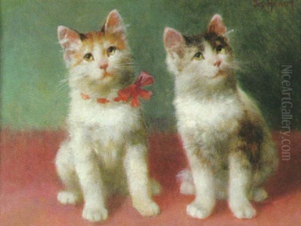 Katzenparchen Oil Painting by Josef Heimerl