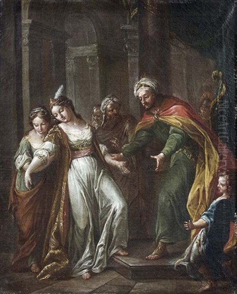 L'evanouissement D'esther Oil Painting by Johann Daniel Heimlich