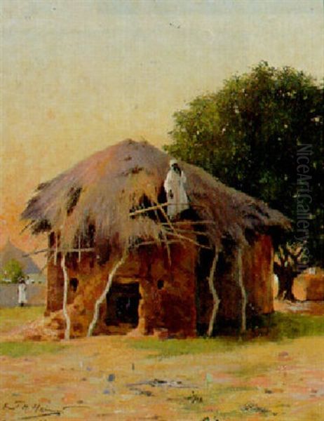 A Village In East Africa Oil Painting by Ernst M. Heims