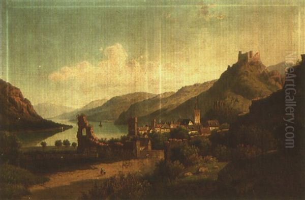 Partie Am Rhein Oil Painting by Christianus Hendricus Hein