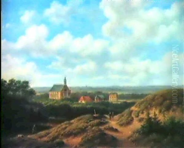 Blick Auf Eine Kirche In Weiter Landschaft Oil Painting by Christianus Hendricus Hein