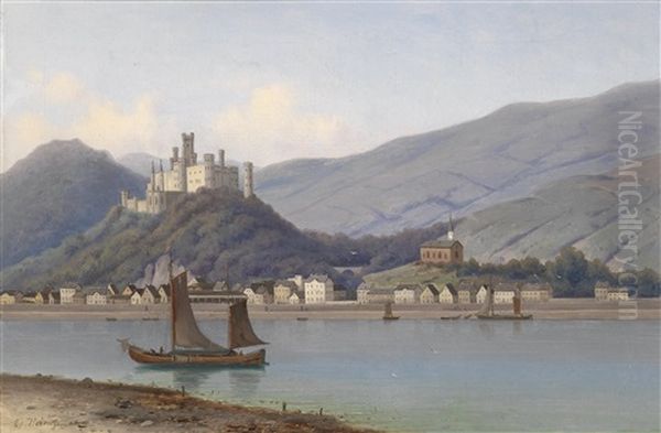 Blick Auf Burg Stolzenfels Am Rhein Oil Painting by Eduard Hein