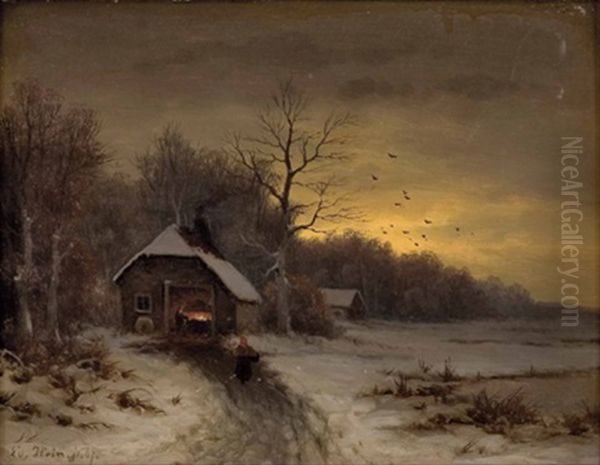 Winterabend Oil Painting by Eduard Hein