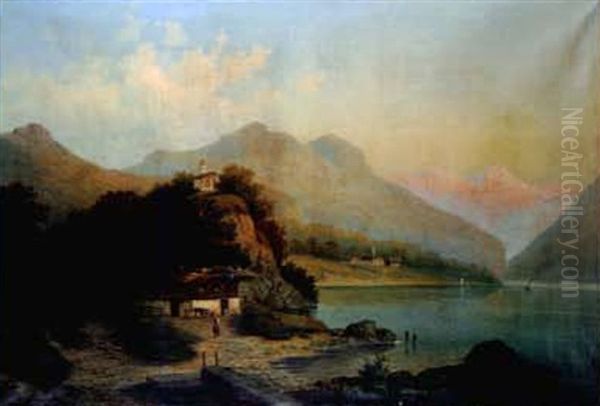 Konigssee Mit Kapelle Oil Painting by Eduard Hein