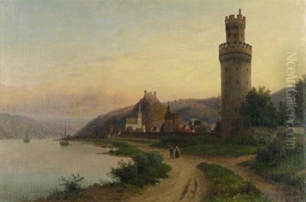 Am Rhein Bei Oberwesel Oil Painting by Eduard Hein