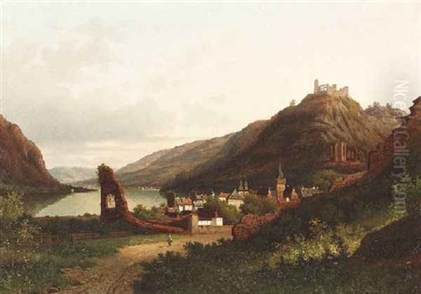 Bacharach Am Rhein. Wernerkapelle Und Ruine Stahleck Oil Painting by Eduard Hein