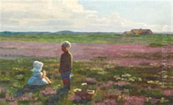 When The Bell Heather Are In Bloom Oil Painting by Einar Hein