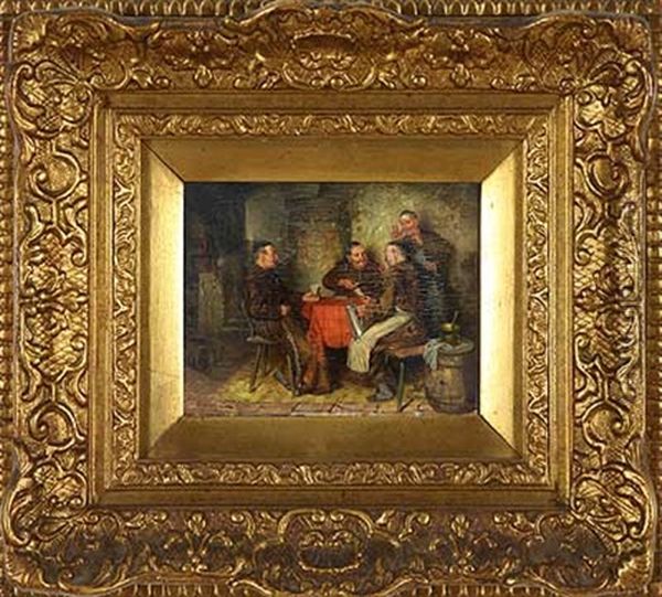 Kleine Gaunerei Unter Klosterbrudern Oil Painting by Johann Adalbert Heine