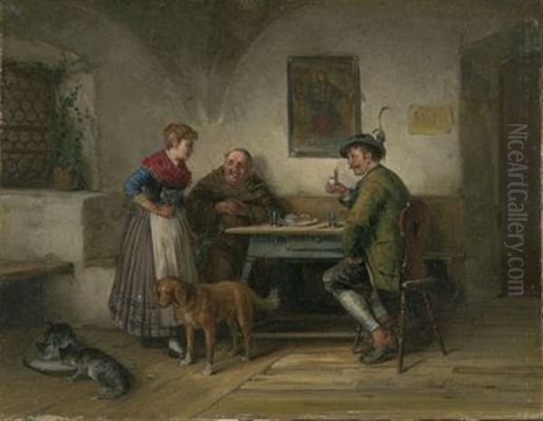 Eine Verfangliche Frage Oil Painting by Johann Adalbert Heine