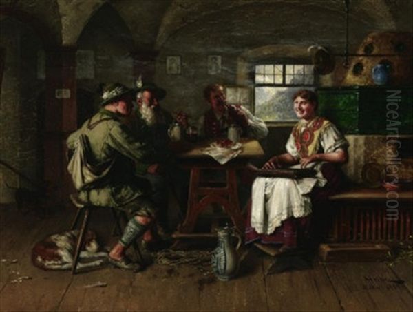 Im Wirtshaus Oil Painting by Johann Adalbert Heine