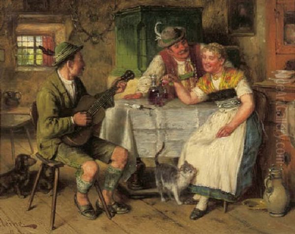 A Pretty Melody Oil Painting by Johann Adalbert Heine