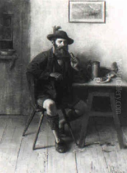 Bayerischer Bauer Oil Painting by Johann Adalbert Heine