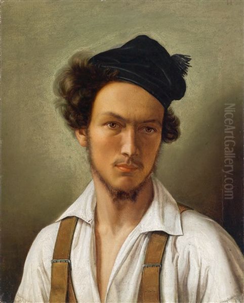 Selbstbildnis In Deutscher Tracht Oil Painting by Wilhelm Heine