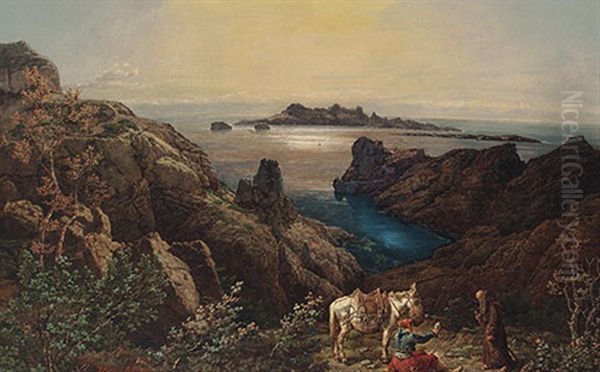 Griechische Insel- Landschaft Oil Painting by Johann Baptiste Heinefetter