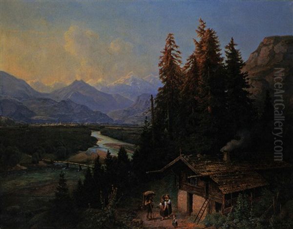 Blick Auf Das Etschtal Oil Painting by Johann Baptiste Heinefetter