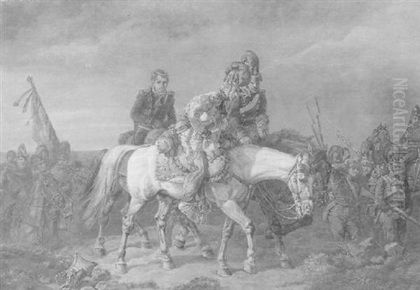 Ruckzug Aus Dem Schlachtfeld Oil Painting by Johann Baptiste Heinefetter