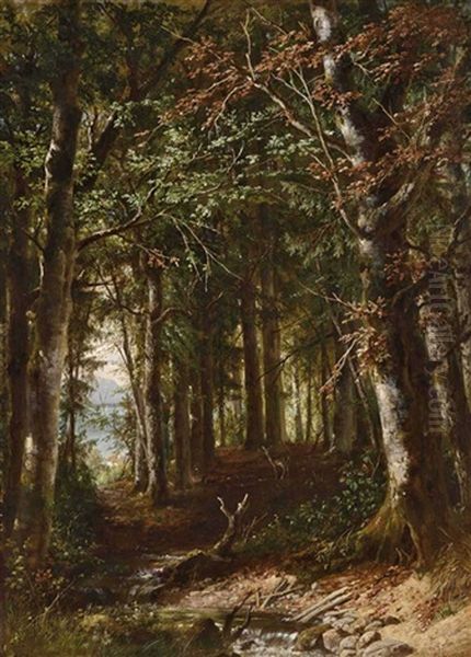 Reh Im Wald Oil Painting by Eduard Heinel