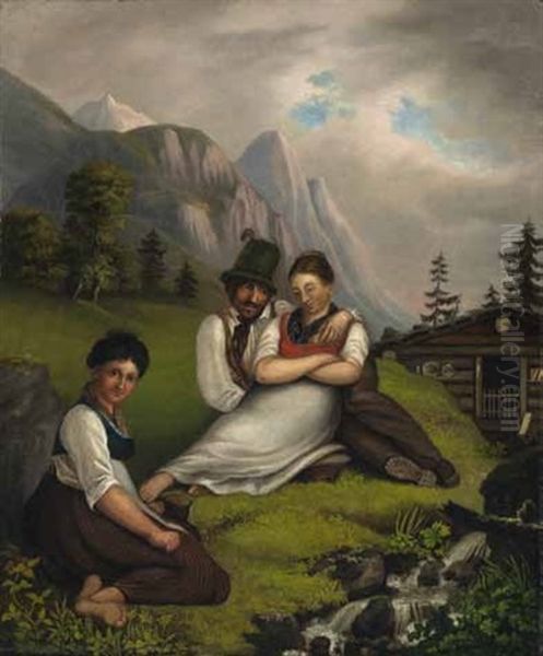 Tiroler Liebesleute An Der Sennhutte

} Oil Painting by Johann Philipp Heinel