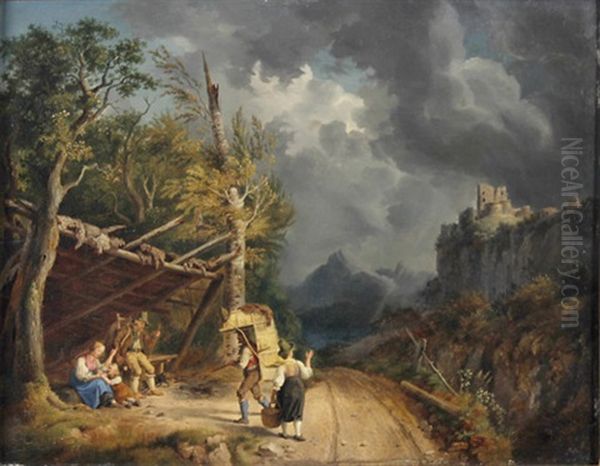 Aufziehendes Gewitter Oil Painting by Johann Philipp Heinel