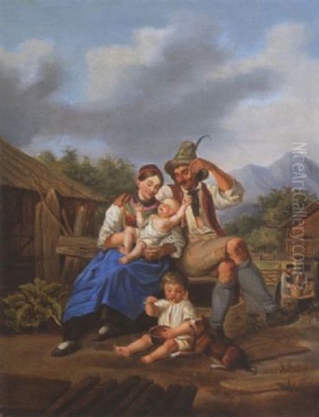 Tiroler Bauernfamilie Oil Painting by Johann Philipp Heinel